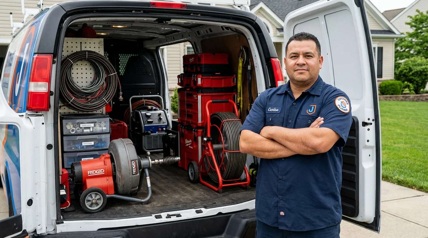 Professional drain cleaning equipment and Johns Plumbing LLC plumber in Gulf Breeze