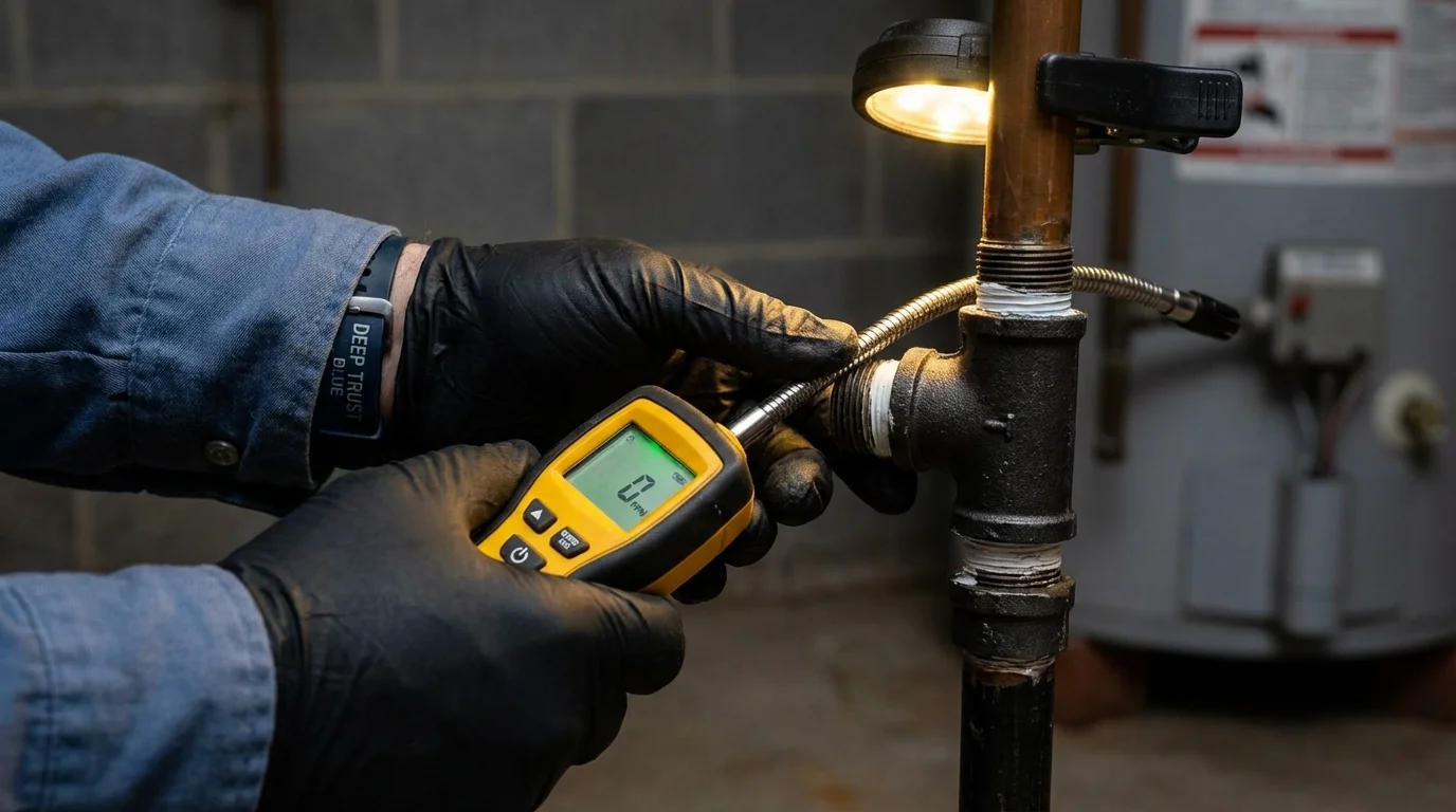 Gas leak detection with electronic sniffer by Johns Plumbing LLC in Gulf Breeze