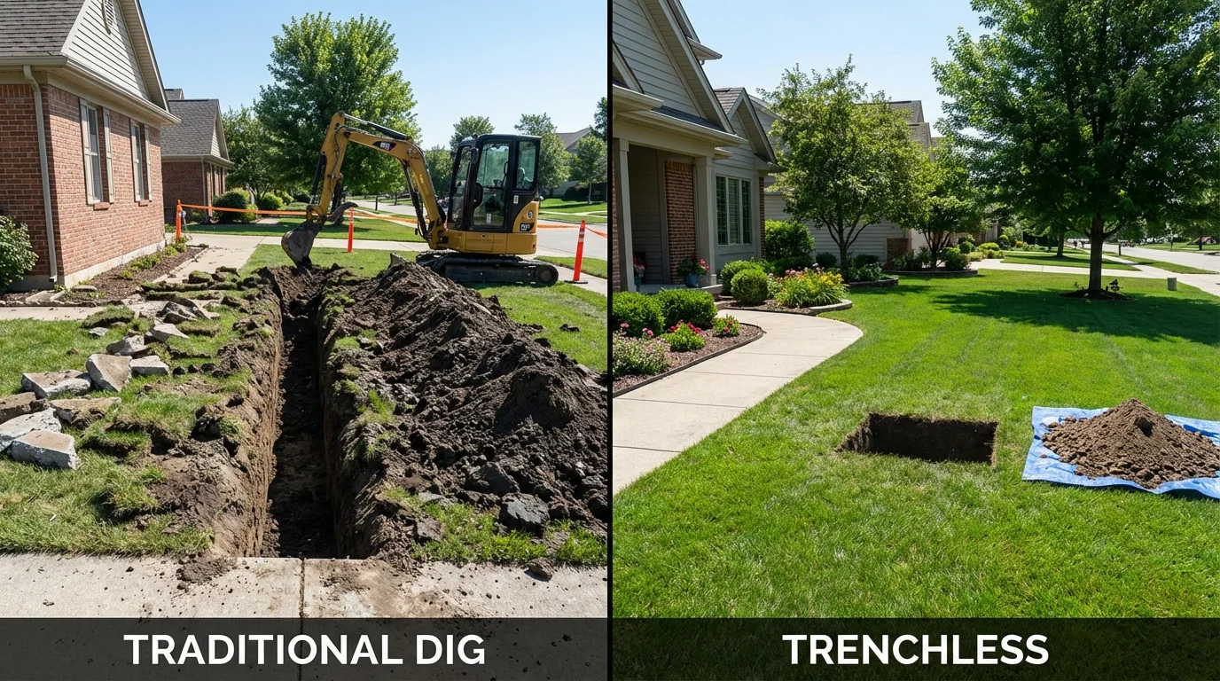 Trenchless sewer repair with minimal yard damage versus traditional excavation in Gulf Breeze, FL